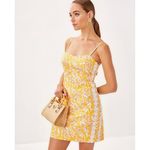 NWT Lilly Pulitzer Shelli Stretch Dress Honeycomb Hideaway Yellow Bee Daisy Sz 8